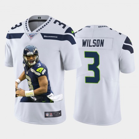 Seattle Seahawks #3 Russell Wilson Nike Team Hero 2 Vapor Limited NFL 100 Jersey White