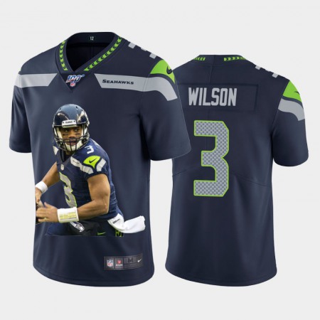 Seattle Seahawks #3 Russell Wilson Nike Team Hero Vapor Limited NFL 100 Jersey Navy