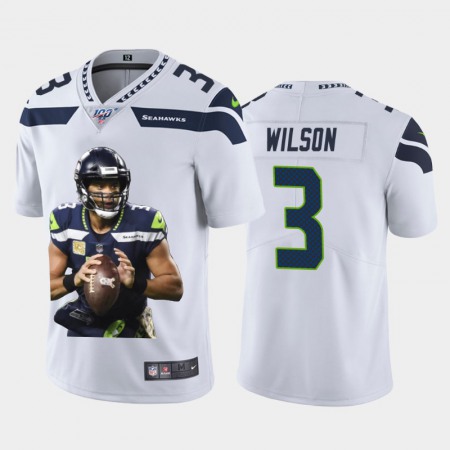 Seattle Seahawks #3 Russell Wilson Nike Team Hero Vapor Limited NFL 100 Jersey White