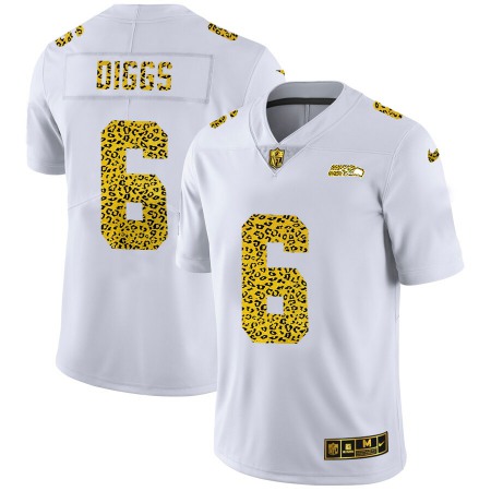 Seattle Seahawks #6 Quandre Diggs Men's Nike Flocked Leopard Print Vapor Limited NFL Jersey White