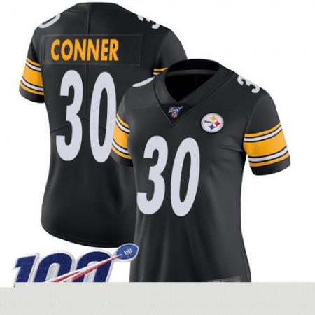 Nike Steelers #30 James Conner Black Team Color Women's Stitched NFL 100th Season Vapor Limited Jersey