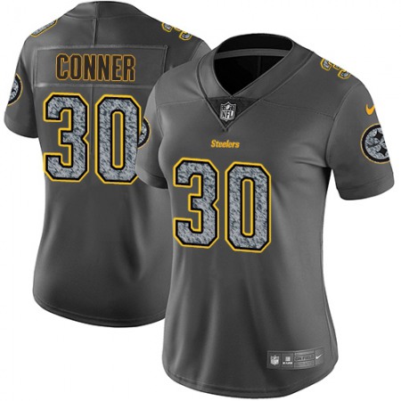 Nike Steelers #30 James Conner Gray Static Women's Stitched NFL Vapor Untouchable Limited Jersey
