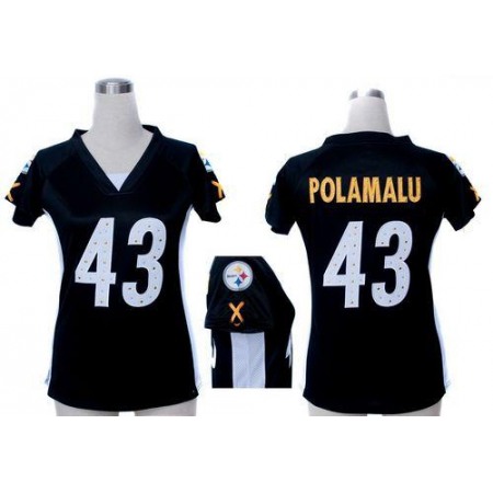 Nike Steelers #43 Troy Polamalu Black Team Color Draft Him Name & Number Top Women's Stitched NFL Elite Jersey