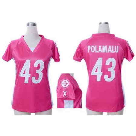 Nike Steelers #43 Troy Polamalu Pink Draft Him Name & Number Top Women's Stitched NFL Elite Jersey