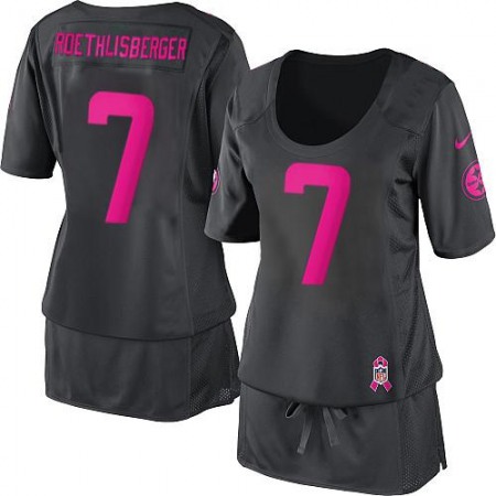 Nike Steelers #7 Ben Roethlisberger Dark Grey Women's Breast Cancer Awareness Stitched NFL Elite Jersey