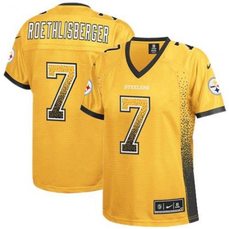 Nike Steelers #7 Ben Roethlisberger Gold Women's Stitched NFL Elite Drift Fashion Jersey