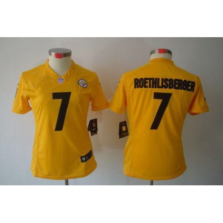 Nike Steelers #7 Ben Roethlisberger Gold Women's Stitched NFL Limited Jersey
