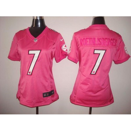 Nike Steelers #7 Ben Roethlisberger Pink New Women's Be Luv'd Stitched NFL Elite Jersey