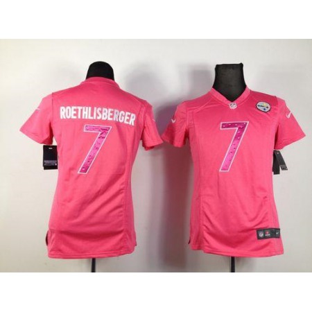 Nike Steelers #7 Ben Roethlisberger Pink Sweetheart Women's Stitched NFL Elite Jersey