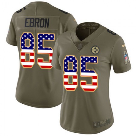 Nike Steelers #85 Eric Ebron Olive/USA Flag Women's Stitched NFL Limited 2017 Salute To Service Jersey