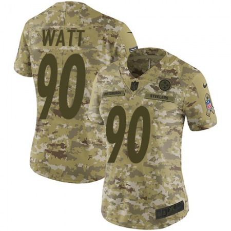 Nike Steelers #90 T. J. Watt Camo Women's Stitched NFL Limited 2018 Salute to Service Jersey