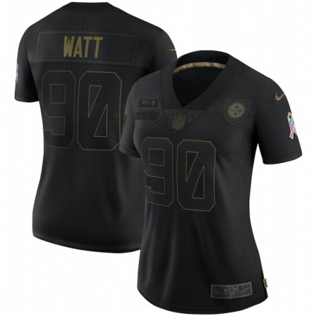 Pittsburgh Steelers #90 T.J. Watt Nike Women's 2020 Salute To Service Limited Jersey Black