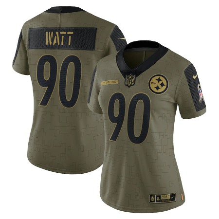 Pittsburgh Steelers #90 T.J. Watt Olive Nike Women's 2021 Salute To Service Limited Player Jersey