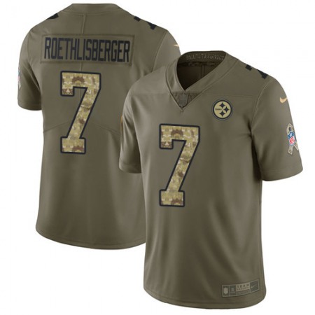 Nike Steelers #7 Ben Roethlisberger Olive/Camo Youth Stitched NFL Limited 2017 Salute to Service Jersey
