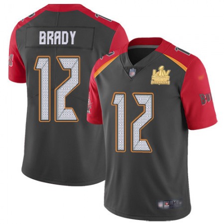 Nike Buccaneers #12 Tom Brady Gray Men's Super Bowl LV Champions Patch Stitched NFL Limited Inverted Legend Jersey