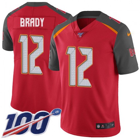 Nike Buccaneers #12 Tom Brady Red Team Color Men's Stitched NFL 100th Season Vapor Untouchable Limited Jersey