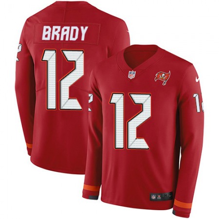 Nike Buccaneers #12 Tom Brady Red Team Color Men's Stitched NFL Limited Therma Long Sleeve Jersey