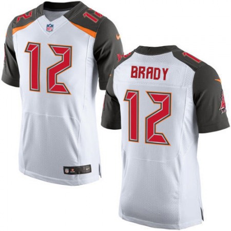 Nike Buccaneers #12 Tom Brady White Men's Stitched NFL New Elite Jersey