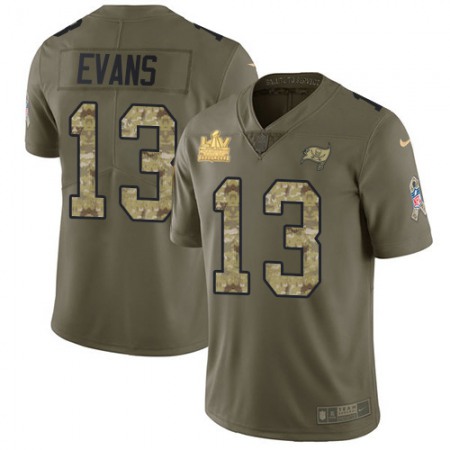 Nike Buccaneers #13 Mike Evans Olive/Camo Men's Super Bowl LV Champions Patch Stitched NFL Limited 2017 Salute To Service Jersey