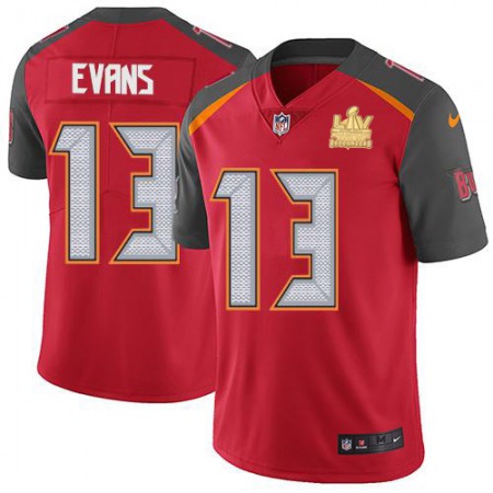 Nike Buccaneers #13 Mike Evans Red Team Color Men's Super Bowl LV Champions Patch NFL Vapor Untouchable Limited Jersey