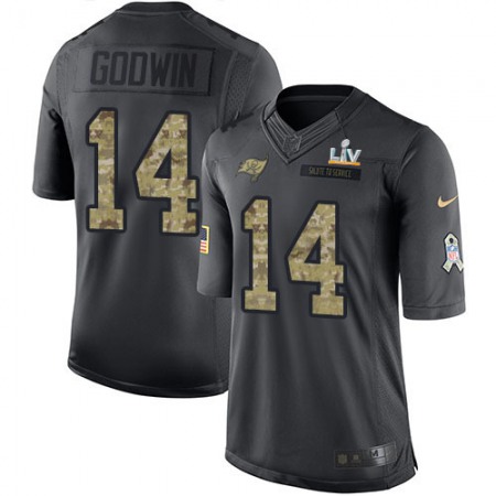 Nike Buccaneers #14 Chris Godwin Black Men's Super Bowl LV Bound Stitched NFL Limited 2016 Salute to Service Jersey