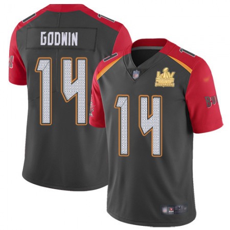 Nike Buccaneers #14 Chris Godwin Gray Men's Super Bowl LV Champions Patch Stitched NFL Limited Inverted Legend Jersey