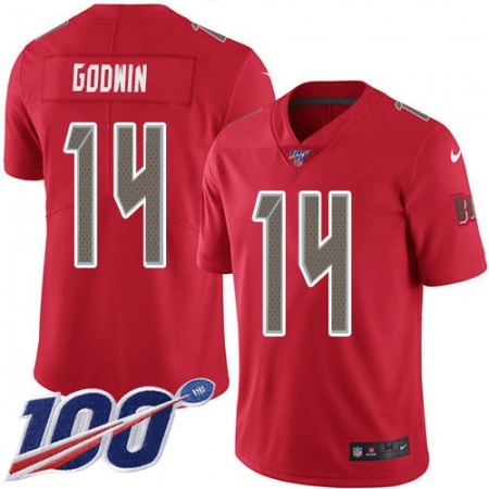 Nike Buccaneers #14 Chris Godwin Red Men's Stitched NFL Limited Rush 100th Season Jersey