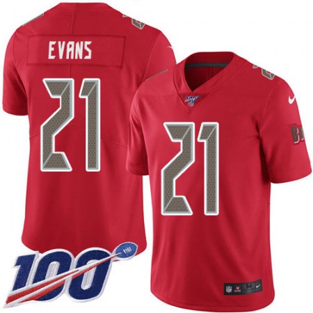 Nike Buccaneers #21 Justin Evans Red Men's Stitched NFL Limited Rush 100th Season Jersey