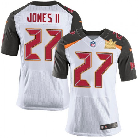 Nike Buccaneers #27 Ronald Jones II White Men's Super Bowl LV Champions Patch Stitched NFL New Elite Jersey