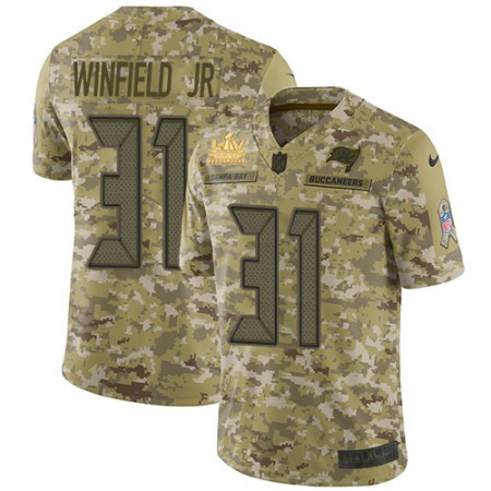Nike Buccaneers #31 Antoine Winfield Jr. Camo Men's Super Bowl LV Champions Patch Stitched NFL Limited 2018 Salute To Service Jersey