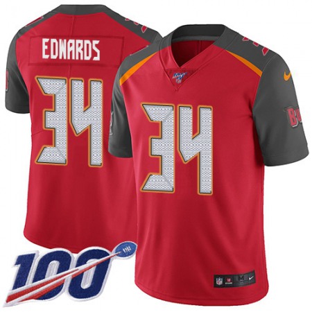Nike Buccaneers #34 Mike Edwards Red Team Color Men's Stitched NFL 100th Season Vapor Untouchable Limited Jersey