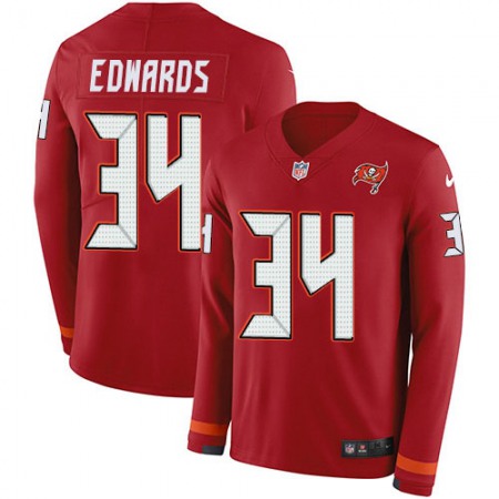 Nike Buccaneers #34 Mike Edwards Red Team Color Men's Stitched NFL Limited Therma Long Sleeve Jersey