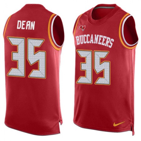 Nike Buccaneers #35 Jamel Dean Red Team Color Men's Stitched NFL Limited Tank Top Jersey