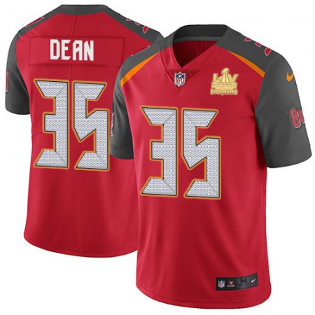 Nike Buccaneers #35 Jamel Dean Red Team Color Men's Super Bowl LV Champions Patch NFL Vapor Untouchable Limited Jersey