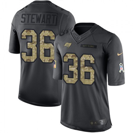 Nike Buccaneers #36 M.J. Stewart Black Men's Stitched NFL Limited 2016 Salute to Service Jersey