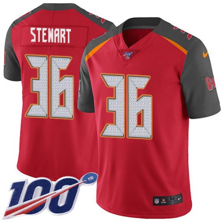 Nike Buccaneers #36 M.J. Stewart Red Team Color Men's Stitched NFL 100th Season Vapor Untouchable Limited Jersey