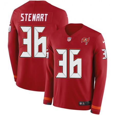 Nike Buccaneers #36 M.J. Stewart Red Team Color Men's Stitched NFL Limited Therma Long Sleeve Jersey