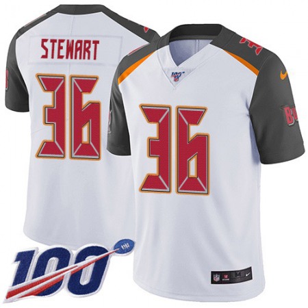 Nike Buccaneers #36 M.J. Stewart White Men's Stitched NFL 100th Season Vapor Untouchable Limited Jersey