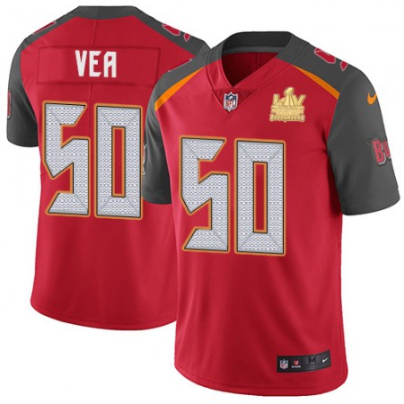 Nike Buccaneers #50 Vita Vea Red Team Color Men's Super Bowl LV Champions Patch NFL Vapor Untouchable Limited Jersey