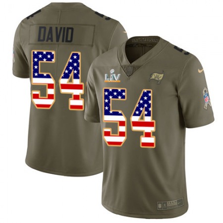 Nike Buccaneers #54 Lavonte David Olive/USA Flag Men's Super Bowl LV Bound Stitched NFL Limited 2017 Salute To Service Jersey