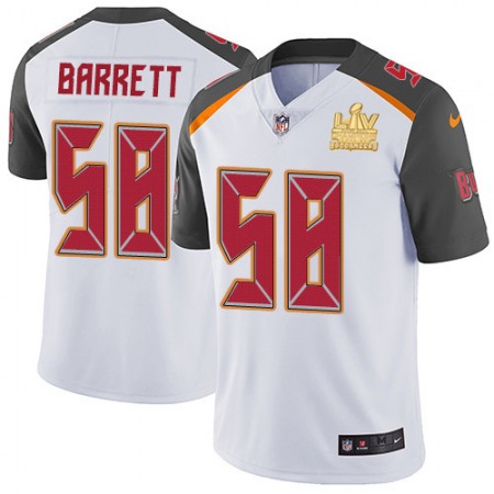 Nike Buccaneers #58 Shaquil Barrett White Men's Super Bowl LV Champions Patch Stitched NFL Vapor Untouchable Limited Jersey