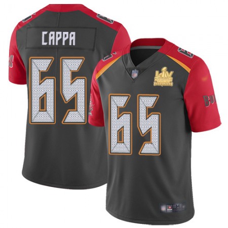 Nike Buccaneers #65 Alex Cappa Gray Men's Super Bowl LV Champions Patch Stitched NFL Limited Inverted Legend Jersey