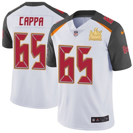 Nike Buccaneers #65 Alex Cappa White Men's Super Bowl LV Champions Patch Stitched NFL Vapor Untouchable Limited Jersey