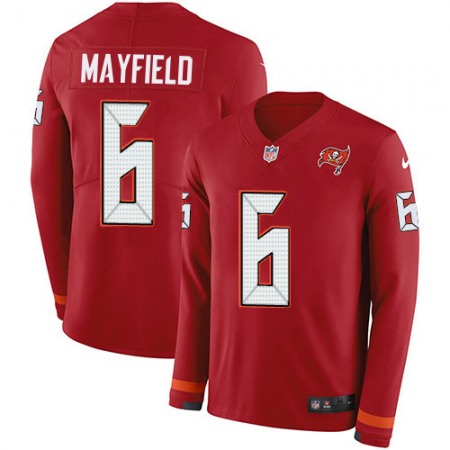 Nike Buccaneers #6 Baker Mayfield Red Team Color Men's Stitched NFL Limited Therma Long Sleeve Jersey