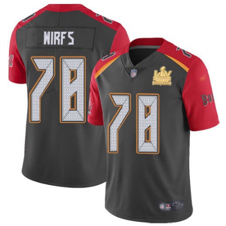 Nike Buccaneers #78 Tristan Wirfs Gray Men's Super Bowl LV Champions Patch Stitched NFL Limited Inverted Legend Jersey