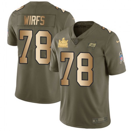 Nike Buccaneers #78 Tristan Wirfs Olive/Gold Men's Super Bowl LV Champions Patch Stitched NFL Limited 2017 Salute To Service Jersey