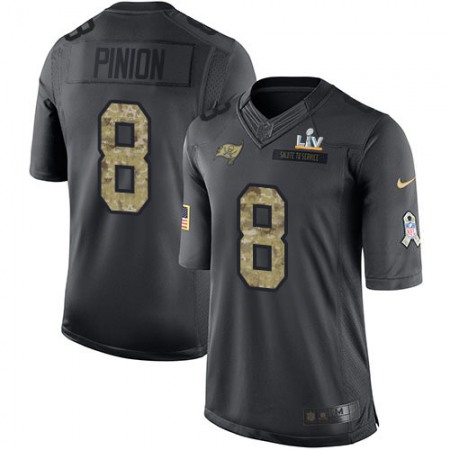 Nike Buccaneers #8 Bradley Pinion Black Men's Super Bowl LV Bound Stitched NFL Limited 2016 Salute to Service Jersey