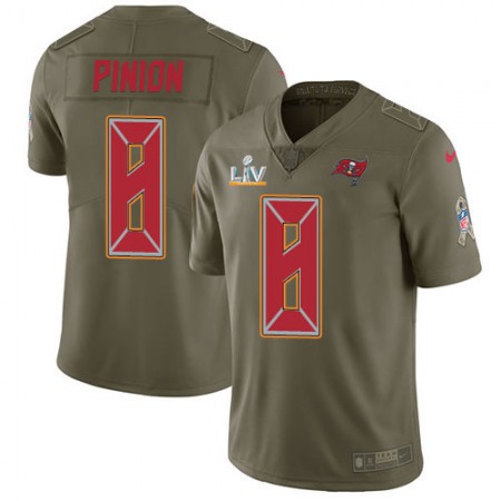 Nike Buccaneers #8 Bradley Pinion Olive Men's Super Bowl LV Bound Stitched NFL Limited 2017 Salute To Service Jersey