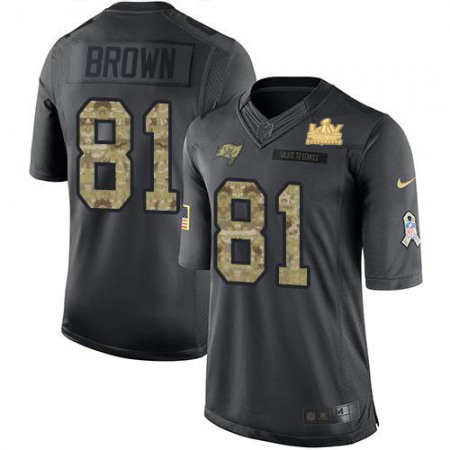 Nike Buccaneers #81 Antonio Brown Black Men's Super Bowl LV Champions Patch NFL Limited 2016 Salute to Service Jersey