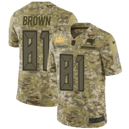 Nike Buccaneers #81 Antonio Brown Camo Men's Super Bowl LV Champions Patch Stitched NFL Limited 2018 Salute To Service Jersey